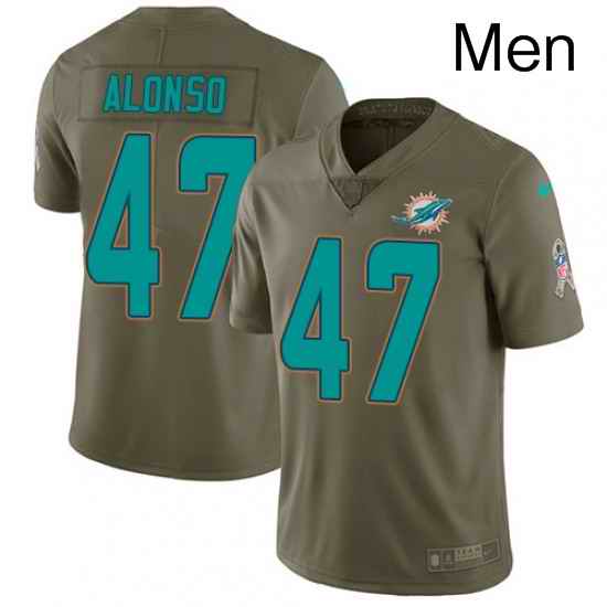 Mens Nike Miami Dolphins 47 Kiko Alonso Limited Olive 2017 Salute to Service NFL Jersey